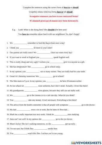 Have to or should - a short test