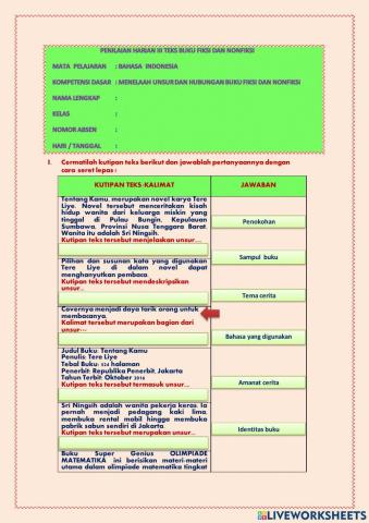 Penilaian  harian 3 teks buku fiksi dan nonfiksi