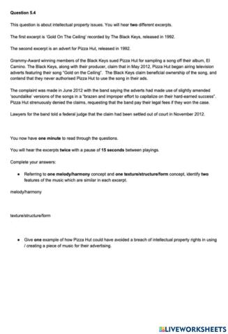 Higher Music Technology Question 24 (Q5)