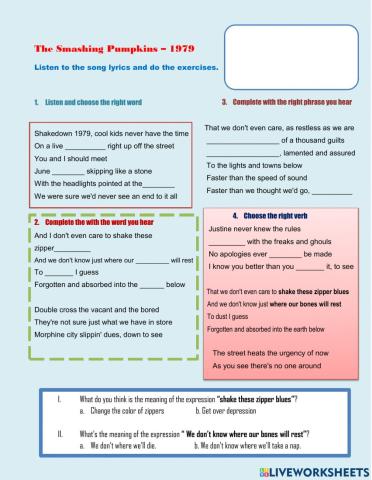 Listening Comprehension Practice with a song