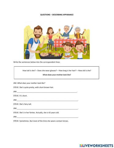Describing appearances  - questions