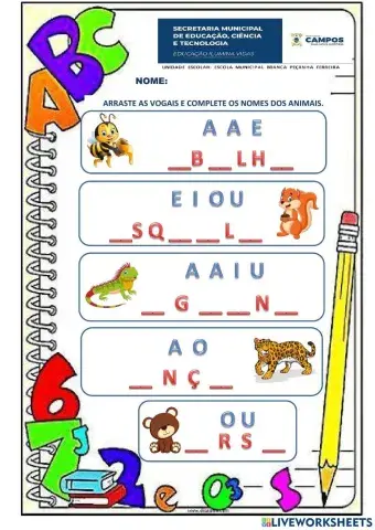 Complete com as vogais