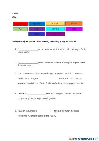 Latihan kata ganti nama diri