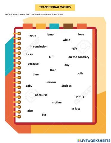 Find Transitional Words