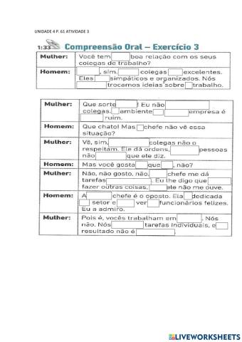 Artigos preposição e contração  - possessivos - verbos