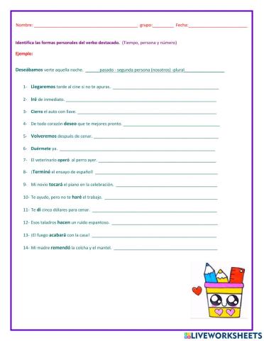 Formas personales del verbo