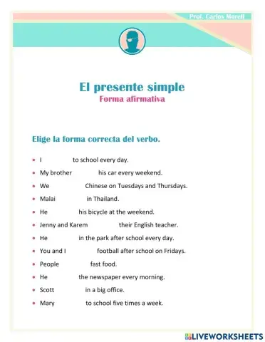 El presente simple - forma afirmativa