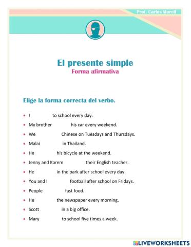 El presente simple - forma afirmativa