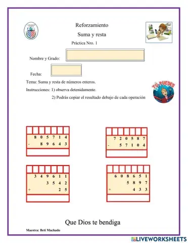 Suma y Resta de números enteros