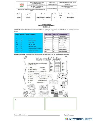 Worksheet 2 6th grade