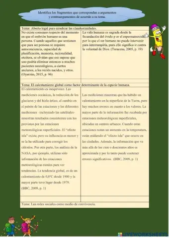 Ejercicios de argumentación