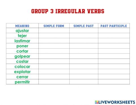 Irregular verbs