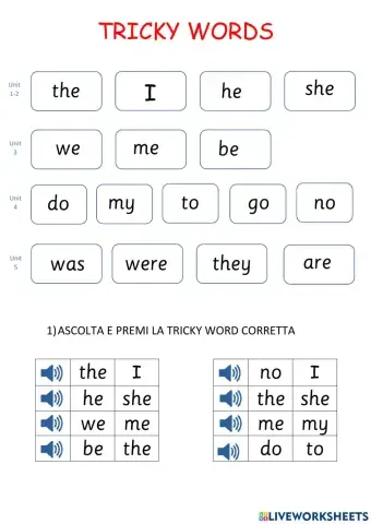 Tricky words unit 1-5