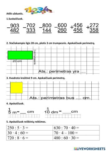 Matematikos savarankiškas darbas
