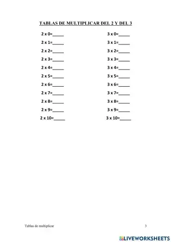 Tablas del 2 y del 3
