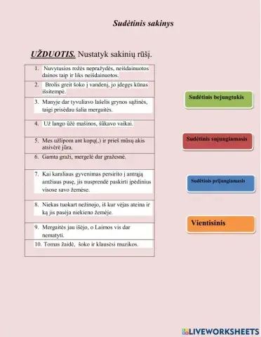 Sudėtinis ir vientisinis sakinys