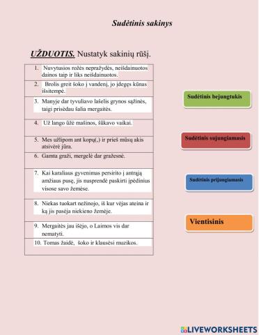 Sudėtinis ir vientisinis sakinys