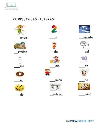 Coloca la sílaba correcta