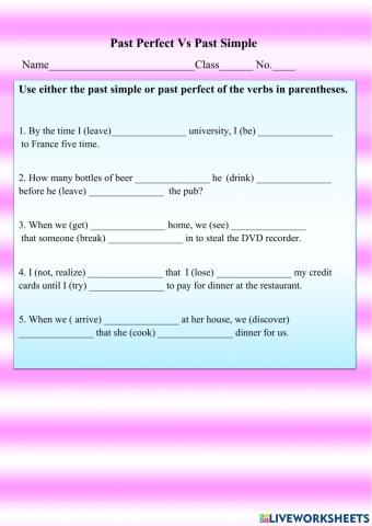 Past Simple VS Past Perfect