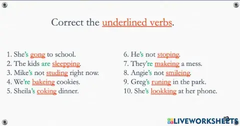 Present Continuous Spelling