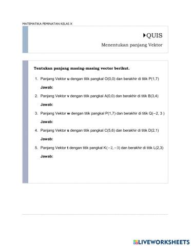 Quis menentukan panjang Vektor