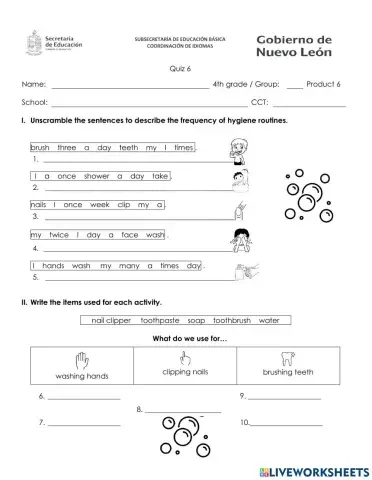 Questionnaire 4th grade