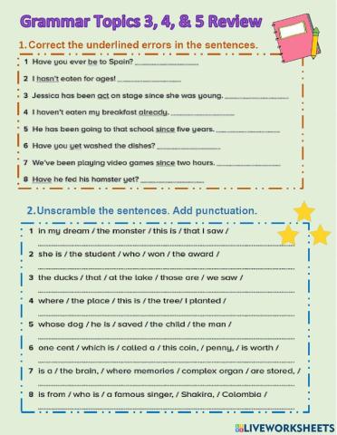 Grammar Review Topics 3, 4, & 5.