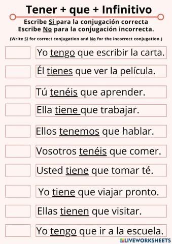 Tener + que + Infinitivo