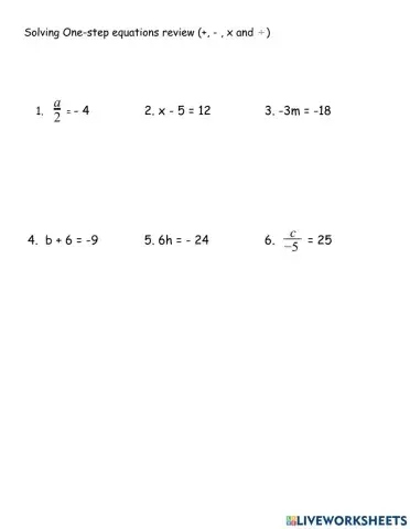 One-step equations mixed opreations