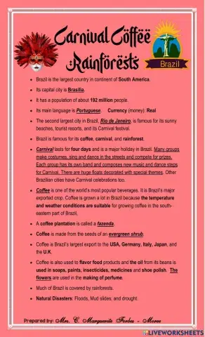 Brazil - Carnival,  Coffeeand Rainforest