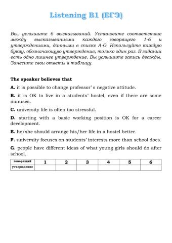 Listening (B1 ЕГЭ)
