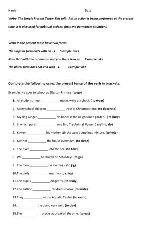 Verbs (Present Tense)