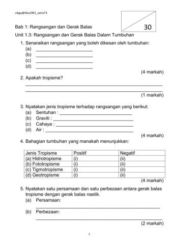 Gerak balas tumbuhan dan haiwan