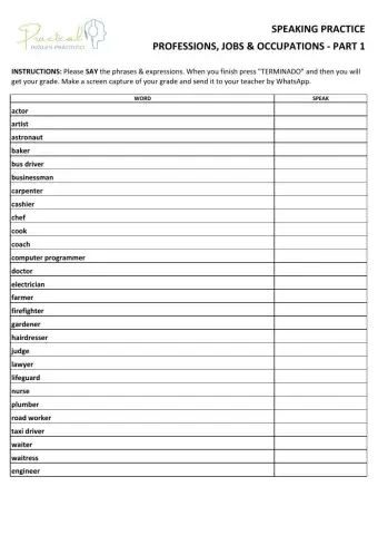Speaking practice - professions, jobs & occupations - part 1