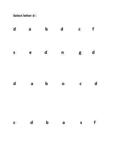 Lowercase Alphabet d