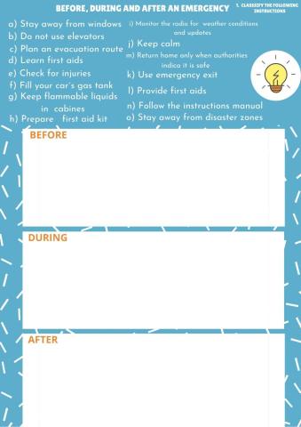 Before, during and after an emergency