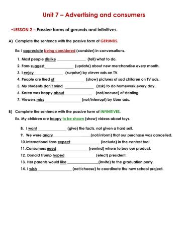 Passive forms of gerunds and infinitives