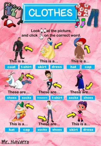 Clothes (Look at the picture and click on the correct word)