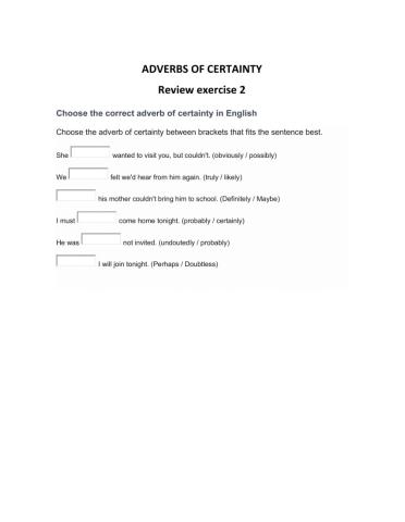 Adverbs of certainty