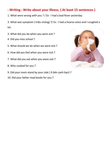 Writing : I have a cold !