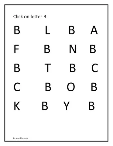 Look and click on letter B