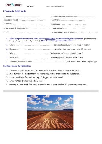 Pop quiz - Pre-intermediate