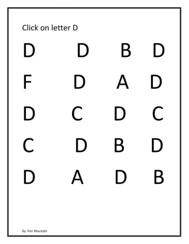 Look and click on letter D
