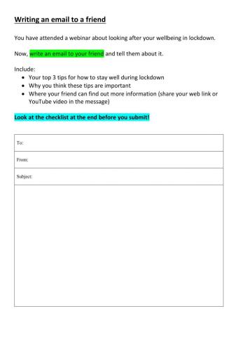 Writing an email to a friend