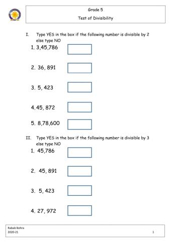 Test of Divisibilty