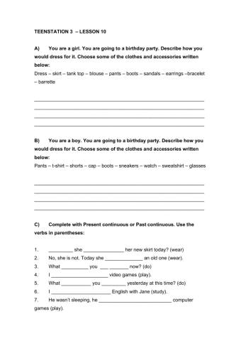 EXTRA EXERCISES TST 3