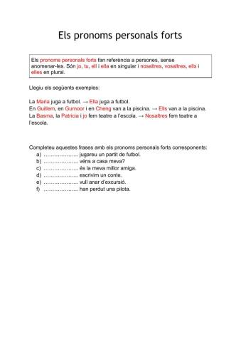 Els pronoms personals forts