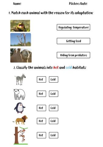 Animals adapt for survival