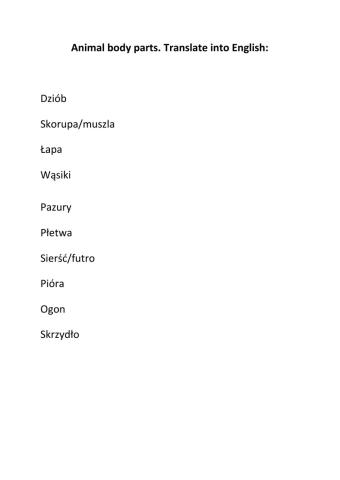 Brainy 6 unit 4  animal body parts