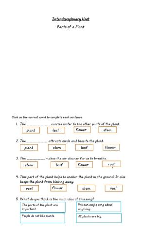 Parts of the Plants Job